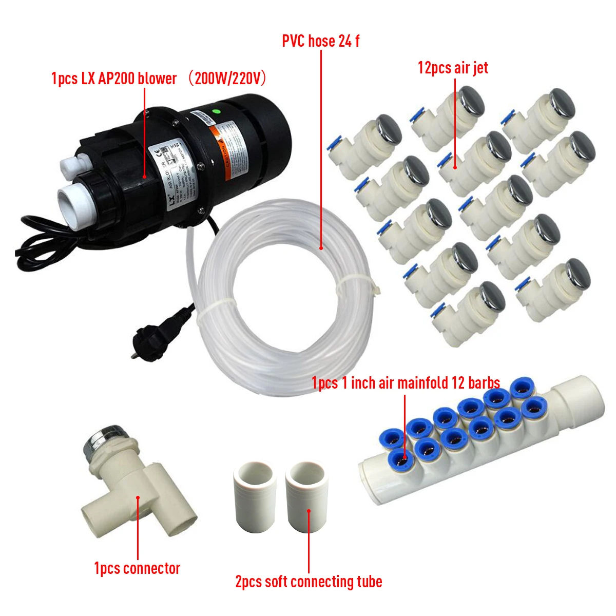 Воздуходувка Спа Ванна Пузырьковая система, воздуходувка и струйный коллектор, шланг для спа гидромассажная Ванна и джакузи