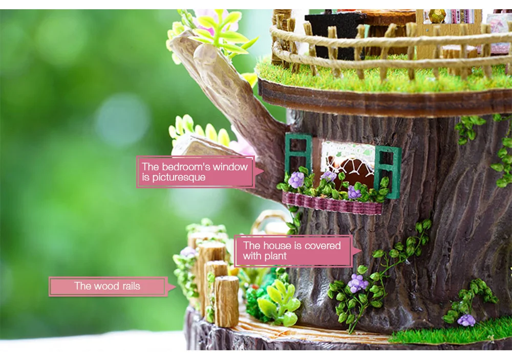 Поделки кукольный домик деревянный Миниатюрный Кукольный дом 3D гибкая модель здания Наборы Фэнтези лес музыка движения игрушки для