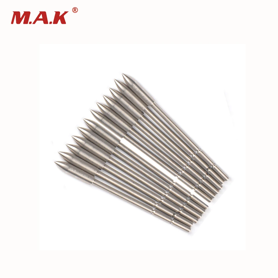 

12pcs OD 5.2 mm X10 3 Inches Stainless Steel Arrowhead 120 Grain Fits ID 3.2mm Shaft Arrows for Bows Archery Shooting