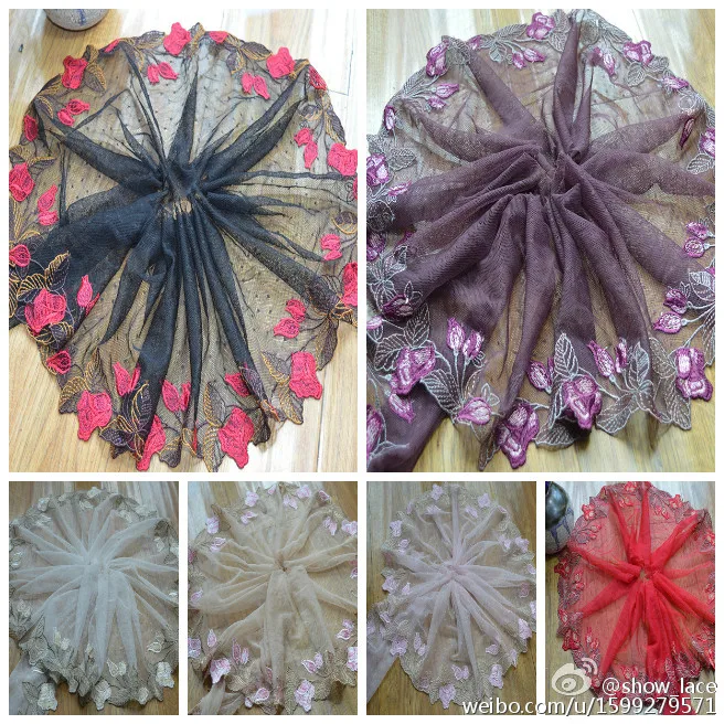 

2Y 19cm width 6 colors flower Embroidery lace trim for garments and wedding decoration-201672301