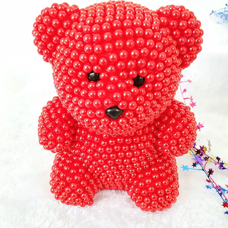 Творческие подарки на день Святого Валентина, ручной работы, из пеноматериала медведя Жемчуга Комплект 20 см пены медведь для творческий подарок на день рождения разных цветов - Цвет: Красный