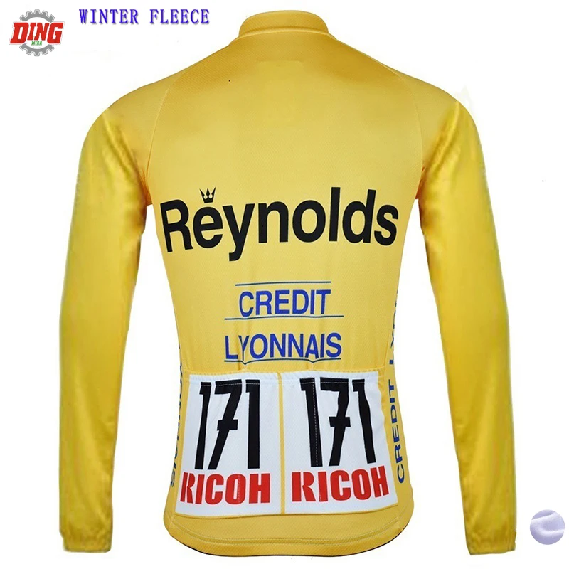 

Men NEW Cycling Jersey bike team wear Long sleeves winter fleece & no fleece yellow cycling clothing jacket ropa Ciclismo MTB