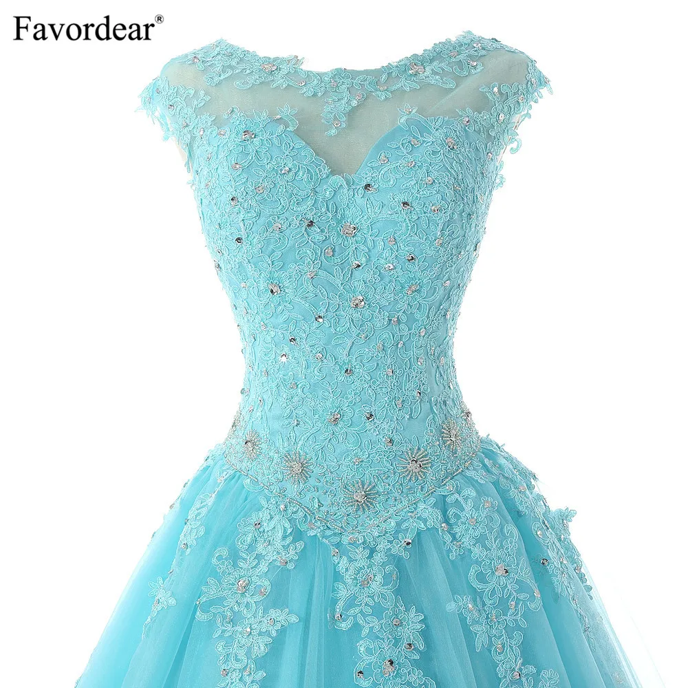 Favordear Quinceanera Бисер сладкий 16 платье Vestidos De 15 Anos Кепки рукавом Бирюзовый Вино Quinceanera платья вечерние платье