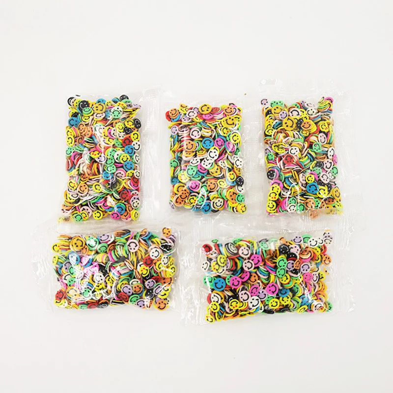 1000Pcs Soft Pottery Slime Fruit Slice Smiley Face Flower Filler Nails Art Tips Slime Fruit For Kids Lizun DIY Slime Accessories