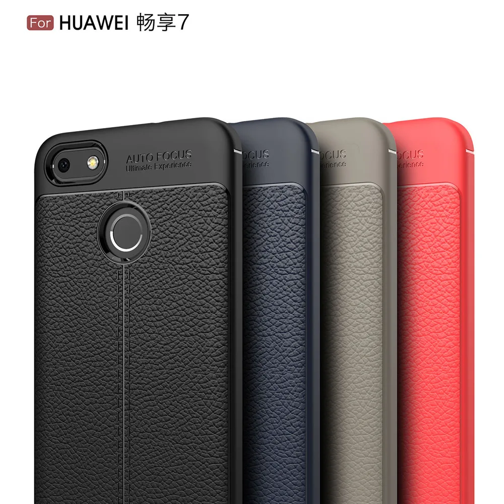 Для huawei Enjoy 7 гибридный мягкий матовый кожаный чехол с текстурой личи деловой для