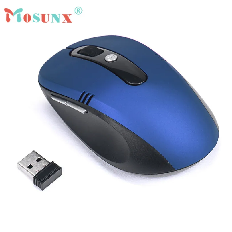 Горячая MOSUNX Беспроводная игровая мышь подарки 2,4 ГГц Беспроводная мышь геймер USB оптическая прокрутка игровая мышь для планшета ноутбука компьютера - Цвет: Синий