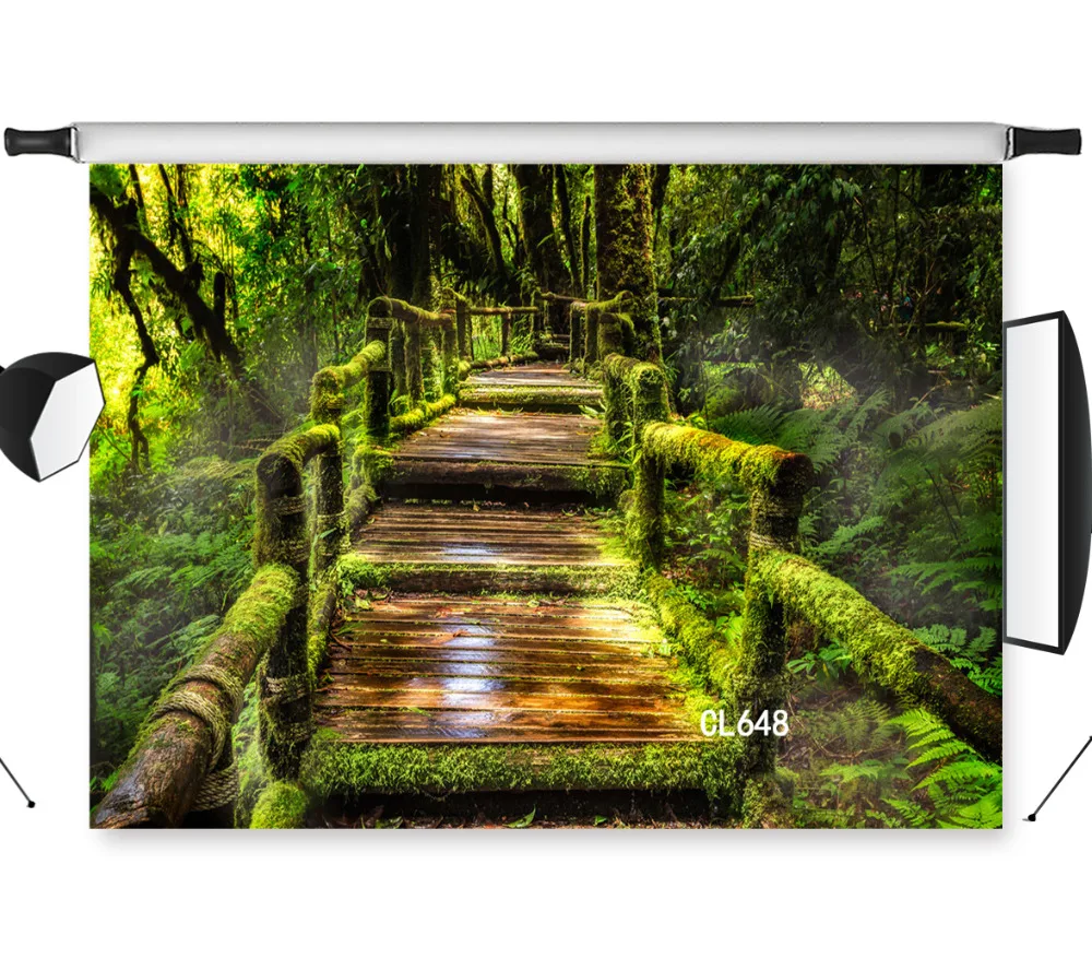 

LB Vinyl Photography Background Seamless Jungle Home Decor Natural Bridge in Rain Forest Custom Studio Photo Backdrop Props