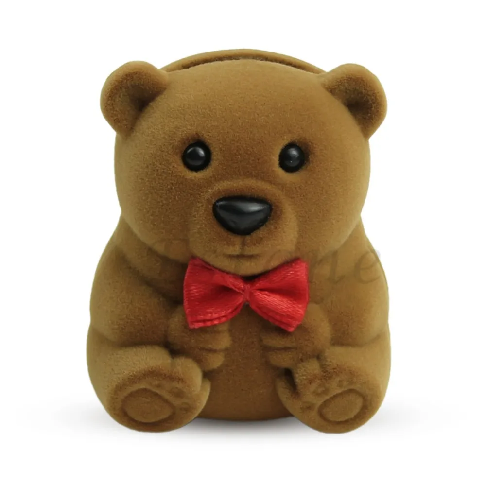 

Velvet Ring Earring Jewelry Display Bear Storage Box Gift Case Holder Organizer