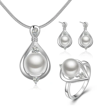

2018 Hot N925 sterling Silver color jewelry set 100% natural freshwater jewelry woman more gift box jewelry