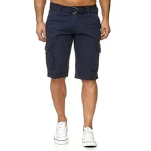 Мужские шорты, летние, до середины икры, мужские, на пуговицах, одноцветные, хлопок, много карманов, комбинезоны, шорты, карго, короткие штаны, мужские, военные