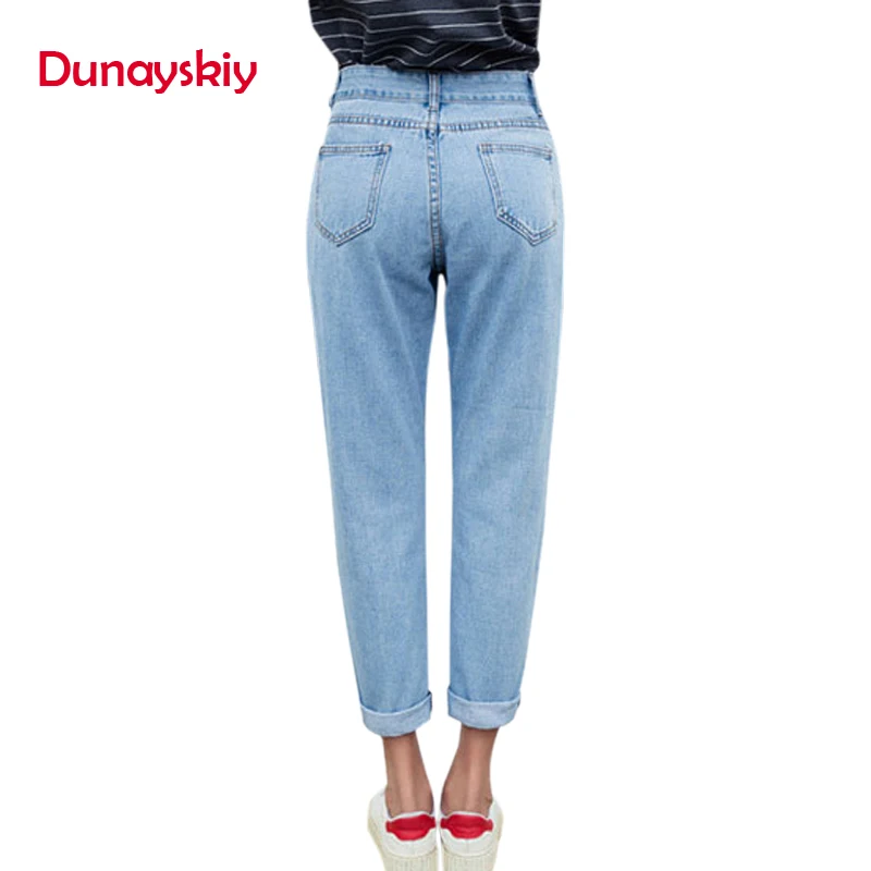 Dunayskiy Autumn jeans women Fashionable Blue High Waist Loose Denim Jeans Female Harem Pants Trousers boyfriend jeans for women
