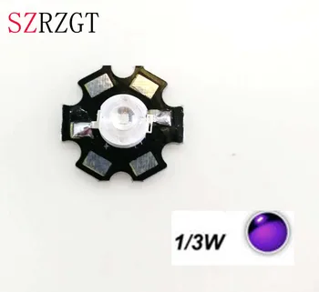 

50pcs/lot 3W 365nm 370-425Nm 395nm LED Ultraviolet UV Light chip with 20mm star