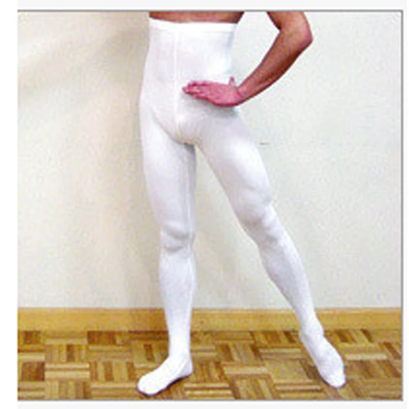 Ballet Male Elasticity White Soft Tights