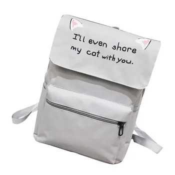 

OCARDIAN Bag Fashion Unisex Cute Cat Ear Letter Backpack Travel School Bag For Teenager Girl Male Travel Mochila Droipship May16