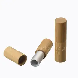 Натуральный Бамбук Дизайн бальзам для губ контейнер помада трубки поделки косметические контейнеры, губы полная, бамбук lip stick Макияж