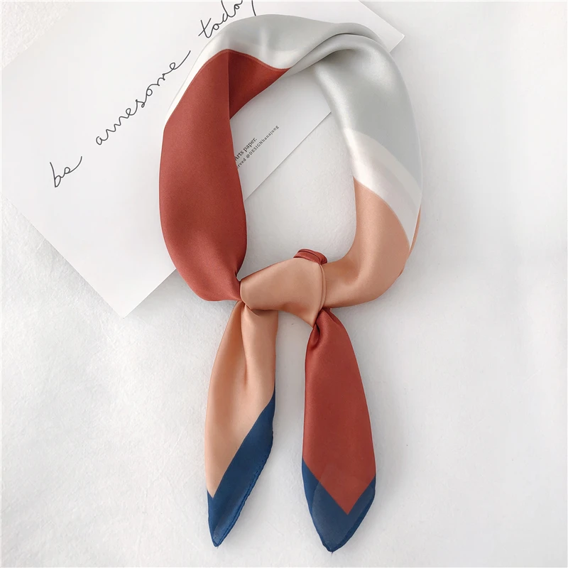 

Luna&Dolphin Hair Band Square Scarf 70*70 Brick Red Color Match Chiffon Silk Neck Scarves Elegant Strip Vintage Headband Bandana