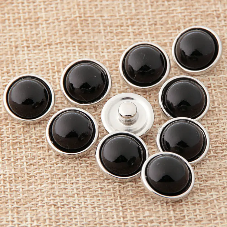 10pcs High Quality DIY Diy Snap Button Round Black Glass Pearl Buttons
