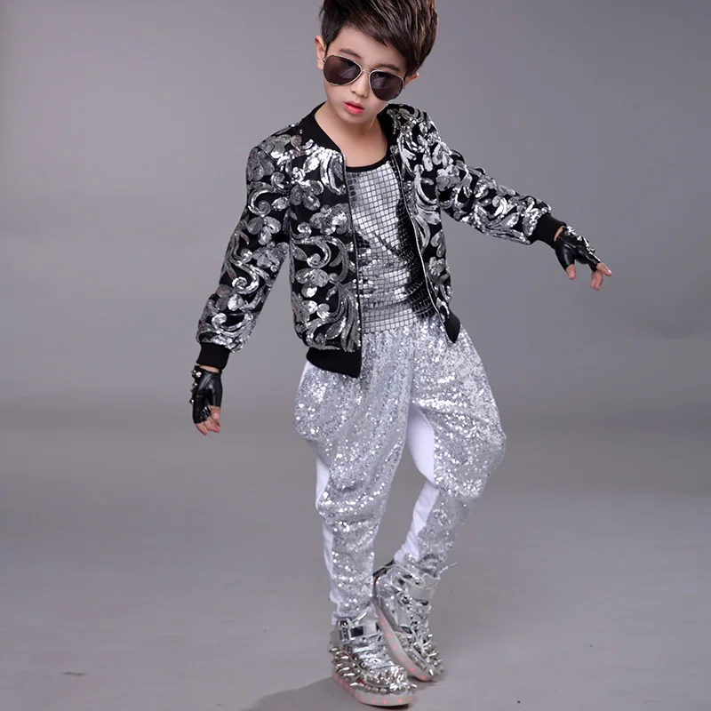 Suit Jacket Sequin Jackets For Kids Formal Boys Sequin Blazer Hip