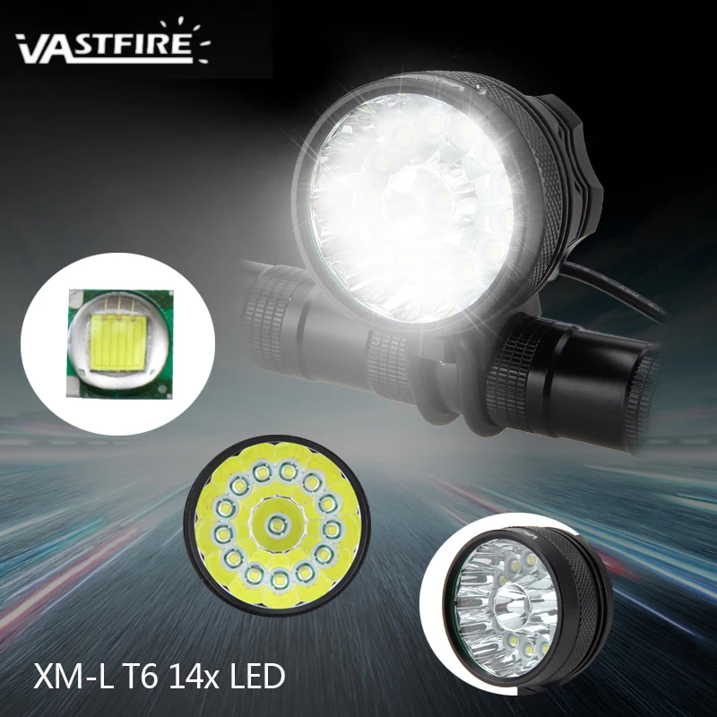 Perfect Rechargeale 30000LM 14x XM-L T6 LED Bicycle Bike Lights Head Light Torch Lamp +6*18650 Battery + Headband 2