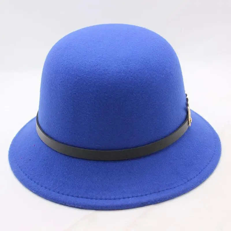 New 9 Colours Winter Autumn Imitation Woolen Fedoras Cap Basin of Dome Woolen Cloth Hat Female Cloth Basin Cap Fedora