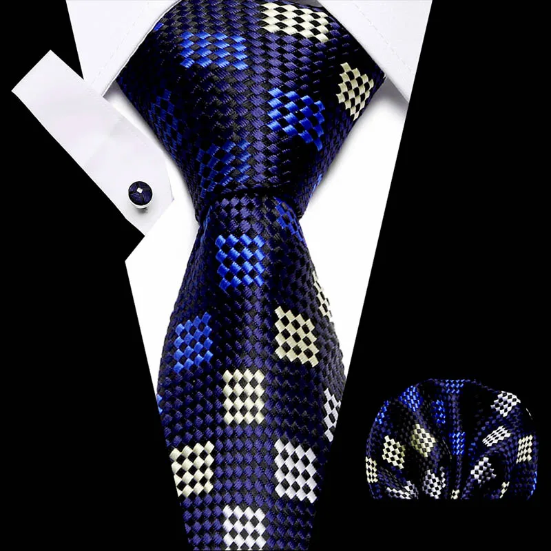 

New Geometric men ties set Extra Long Size 145cm*7.5cm Necktie blue Paisley Silk Jacquard Woven Neck Tie Suit Wedding Party