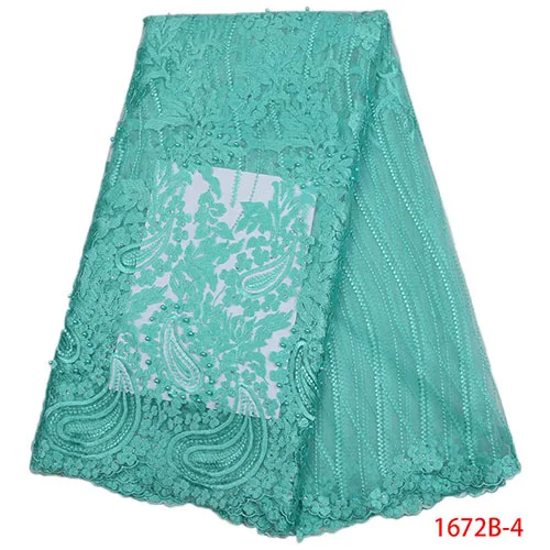 Последние нигерийские кружева ткани высокого качества Африканские кружева ткань для свадебного платья французский Тюль Кружева с бисером XY1672B-5 - Цвет: Picture 4
