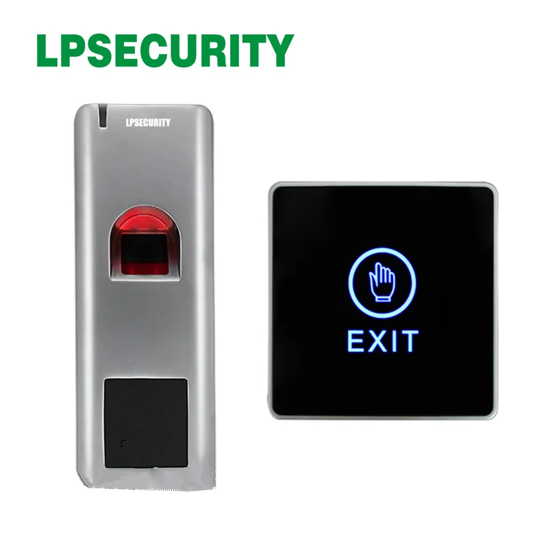 

waterproof Metal Case RFID Biometric Fingerprint reader withTouch Sensor Door Exit Release Button Switch