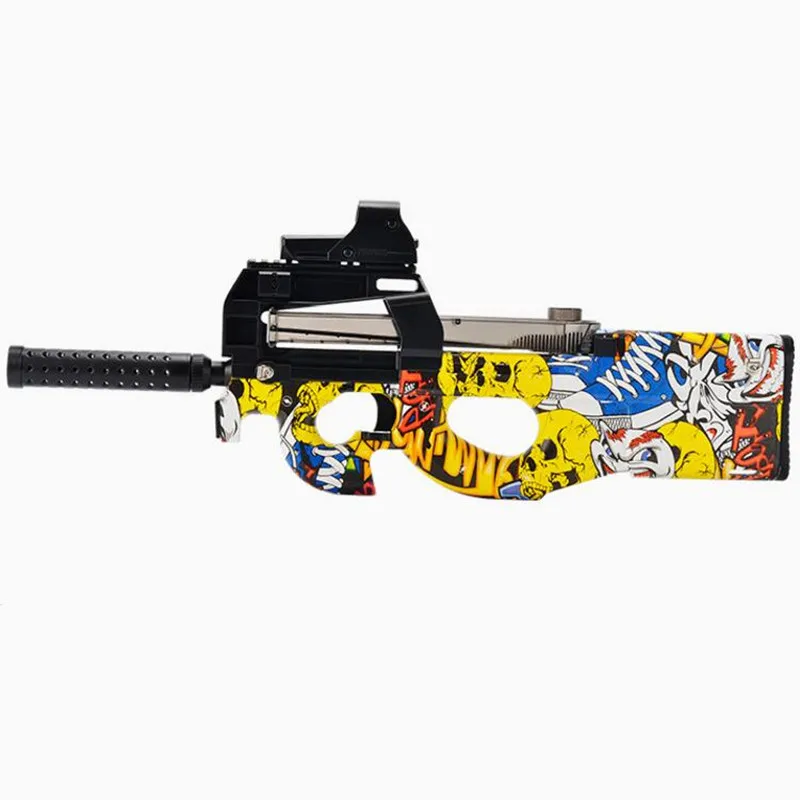 

P90 Graffiti Electric Toy Gun Paintball Live CS Assault Snipe Weapon Soft Water Bullet Pistol with bulletsToys For Boy Weapons