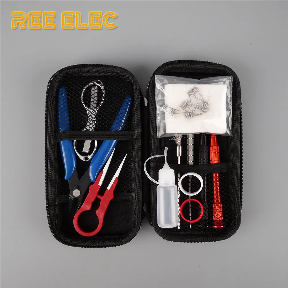 

REE ELEC Electronic Cigarette Rda Rdta Atomizer Accessories Prebuilt Coil DIY Tools Kit Ceramic Tweezers Coil Jig Organic Cotton