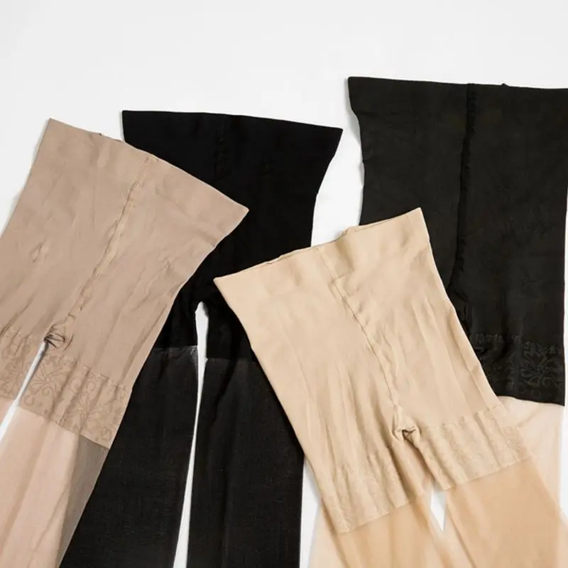 Женские 2 в 1 искусственные безопасные штаны, Чулки с высокой талией, ультра тонкие колготки, цветочный жаккард, контрастные цвета, колготки-нижнее белье