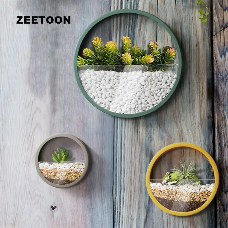 Colourful Simple Round Iron Art Succulent Plant Flowerpot Wall