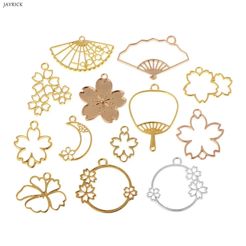 

Flower Metal Frame DIY Epoxy Resin Craft UV Resin Jewelry Making Pendant Holder Hollow Fan Floral Shape Dry Flower Fram Findings