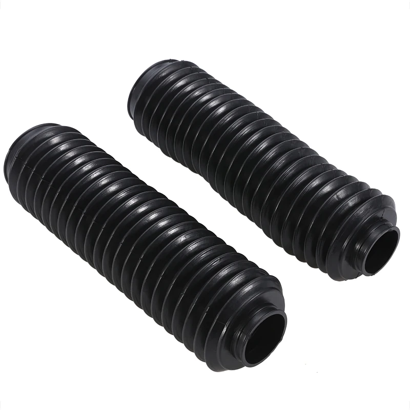 Universal 245mm 3 Pleats 1Pair Motorcycle Black Rubber Fork Cover