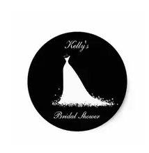 1.5inch Bridal Shower Invitation Elegant Wedding Gown Classic Round Sticker