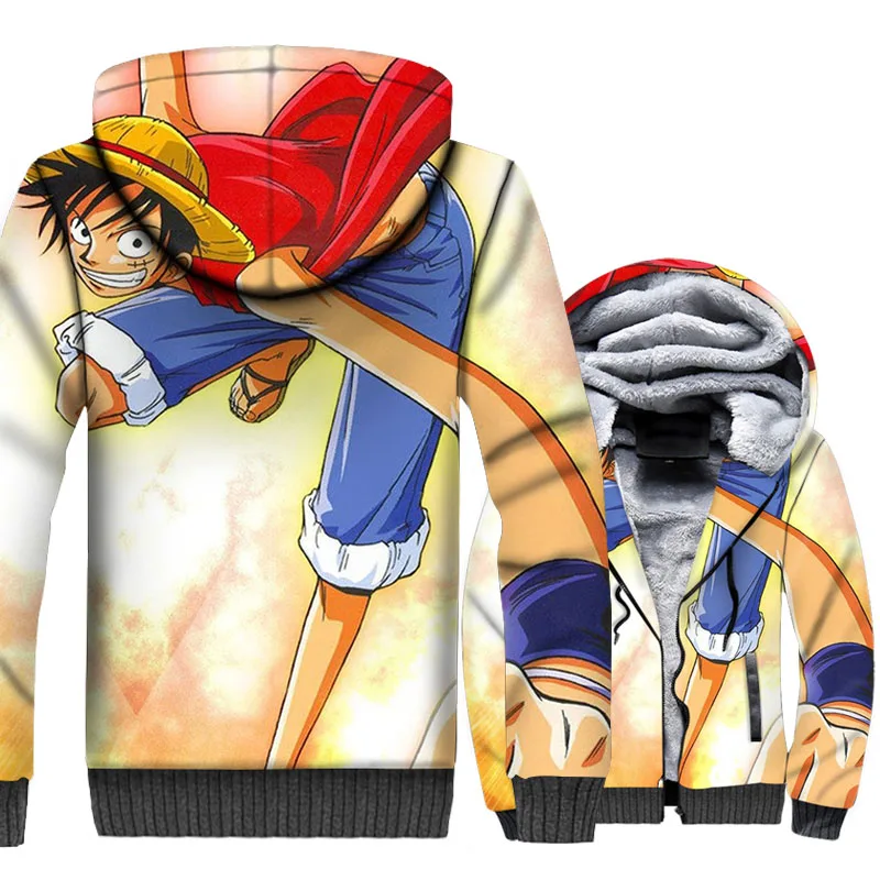 Одна деталь Луффи 3D толстовки для мужчин пиратский король куртки Hipster кофты из плотного флиса Harajuku аниме пальто модная спортивная одежда