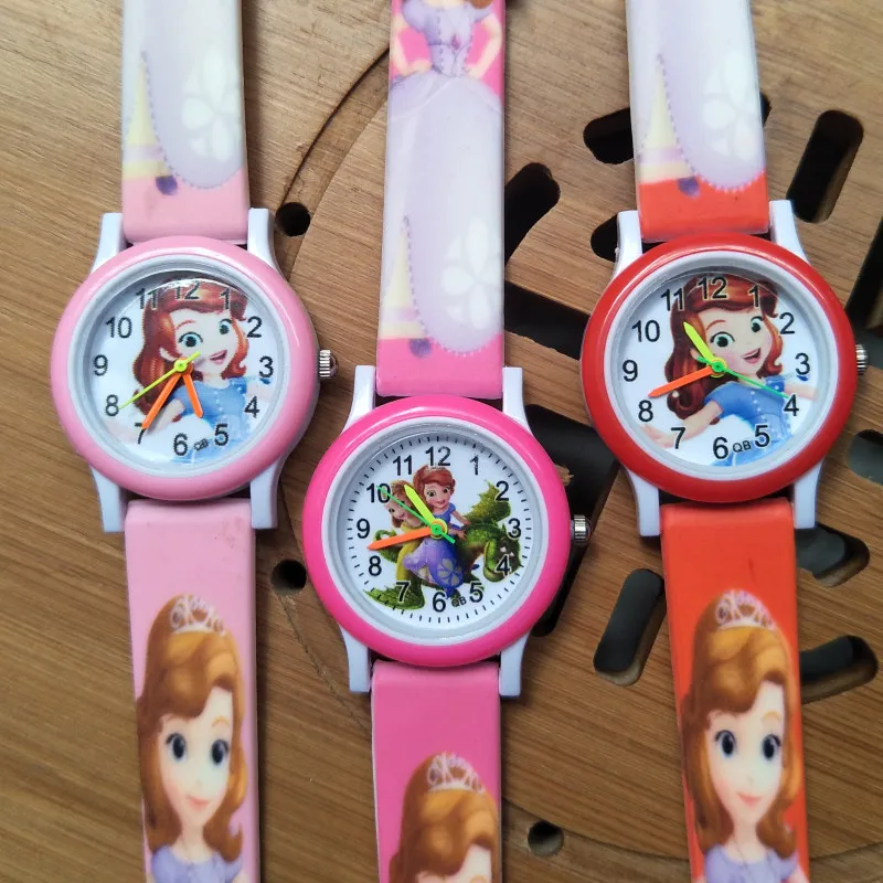 С принтом мягкий ремешок красивые дети принцесса часы электронные красочные детские Водонепроницаемый часы для девочек подарок на день