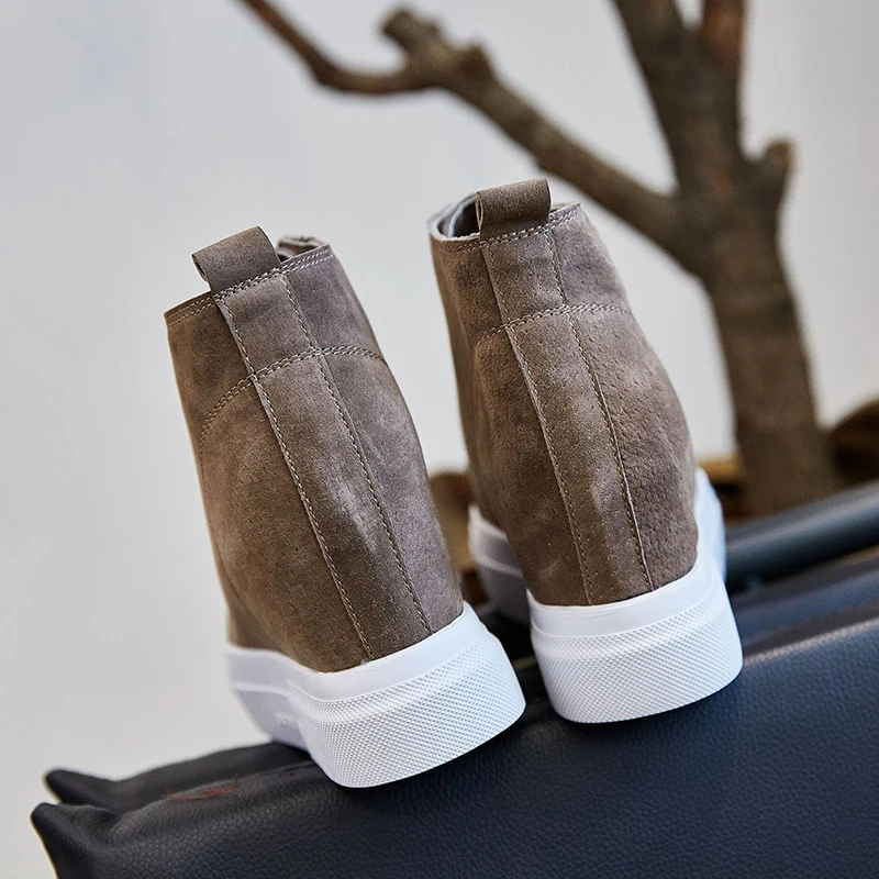 Women's Chunky Sneakers 2019 Winter Genuine Leather Hidden Heels Shoes Warm Plush Platform Sneakers Shoes For Woman Autumn Shoe