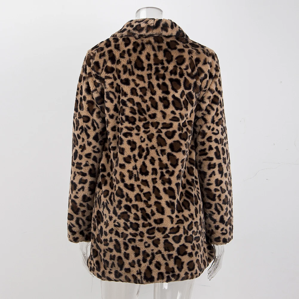 Leopard Coats 2019 New Women Faux Fur Coat Luxury Winter Warm Plush Jacket Fashion artificial fur Women's outwear High Quality
