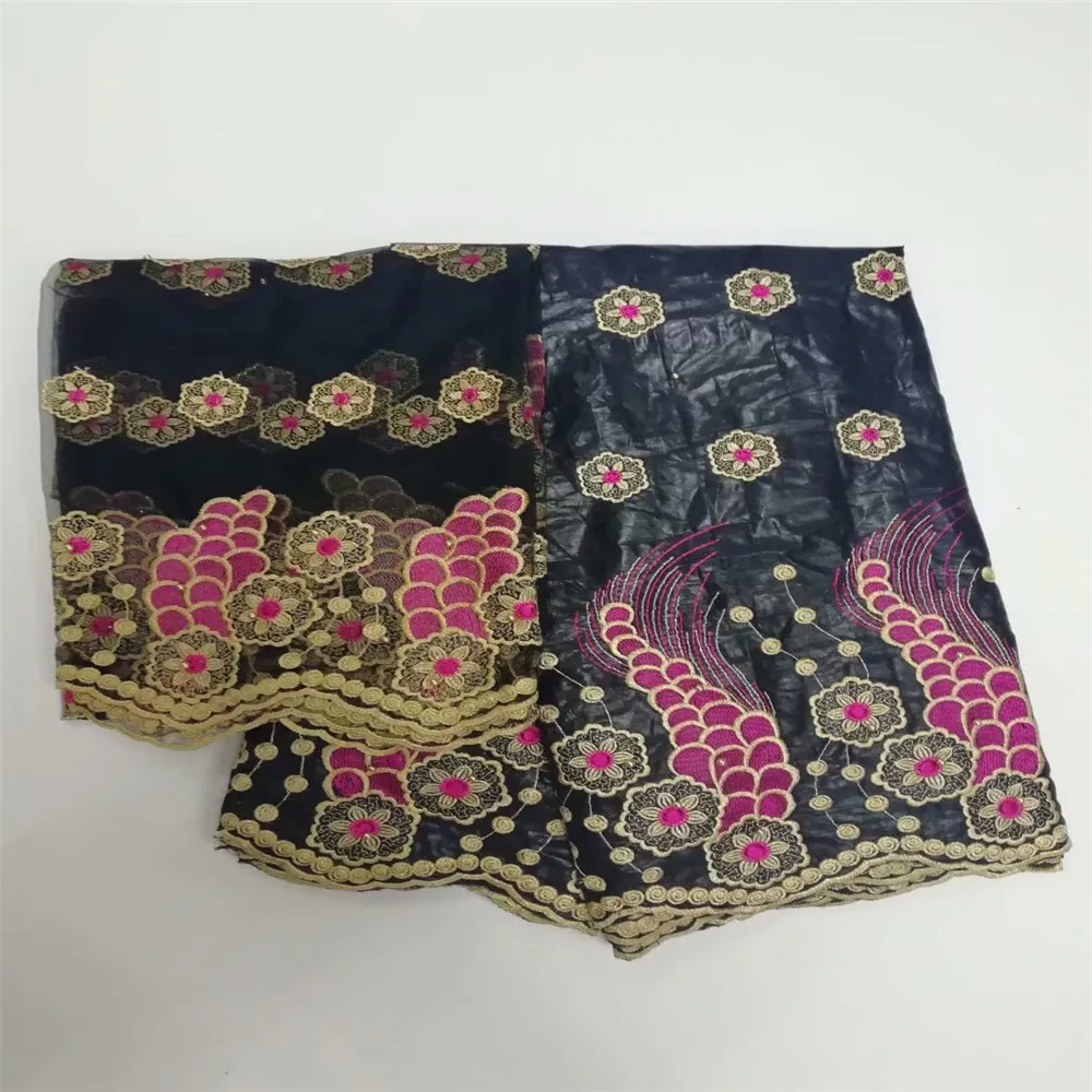 

Best Selling Embroidered French Cotton Design African Bazin Riche Fabric X427-5