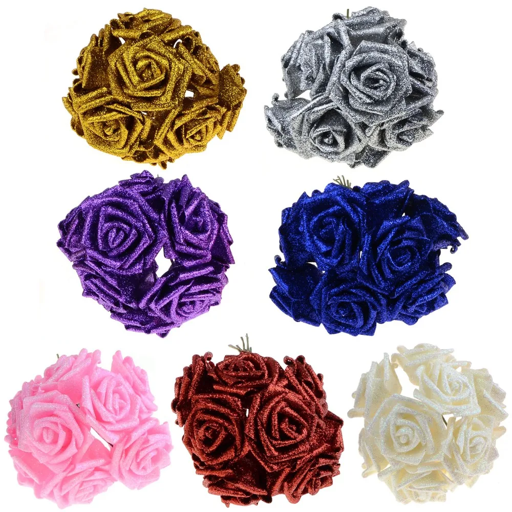 7 цветов, 10 шт., 6,5 см, искусственные розы, букет невесты на голову для свадебной вечеринки, украшения для дома, офиса, отеля, Posy VBJ89 P50