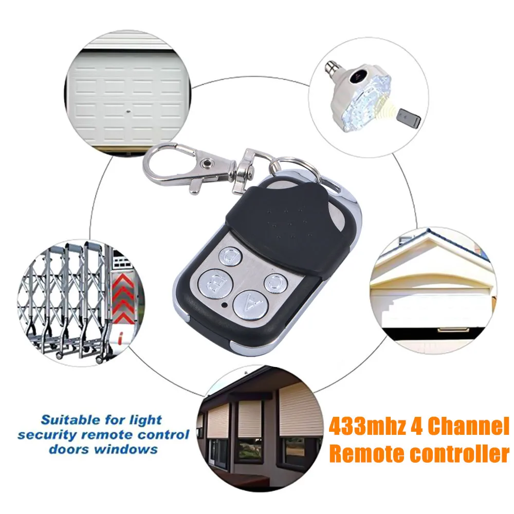 

Remote Control 433mhz 433.92mhz Electric Cloning 4 Channel Fixed Code Copy Code Gate Garage Door Opener Key RF Car Keychain