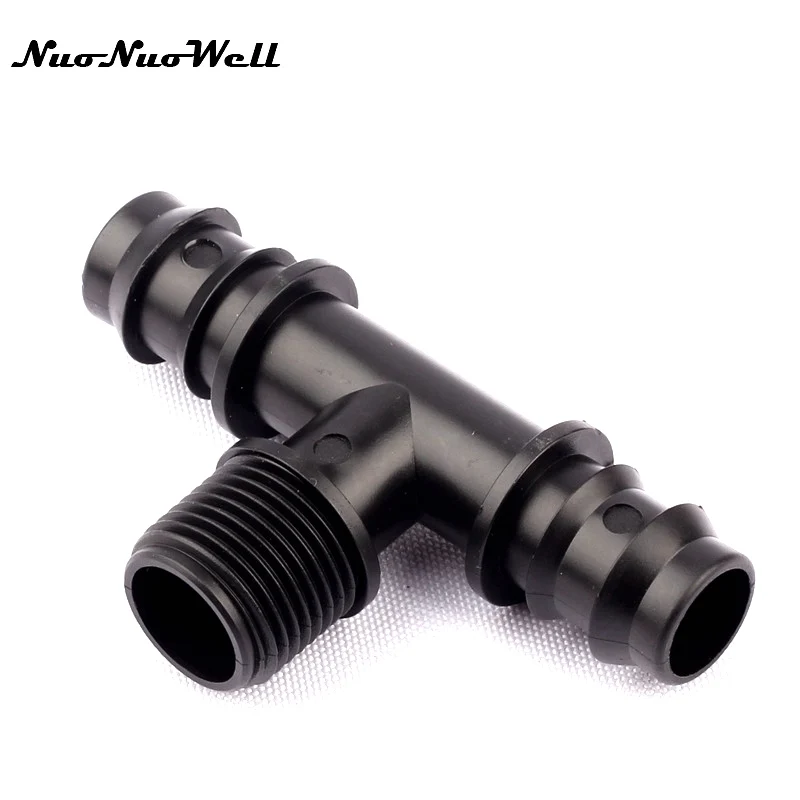 

5pcs NuoNuoWell 1/2" Male Thread to 20mm Tee PE Pipe Barbed Connector Agriculture Micro Irrigation Hose Male Connector