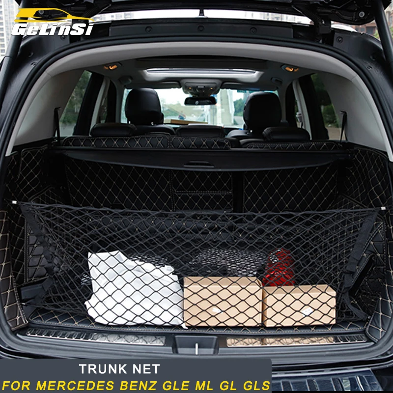 

Gelinsi For Mercedes Benz GLE ML GL GLS Car Trunk Rear Seat String Net Mesh Storage Bag Pocket Cage Organizer