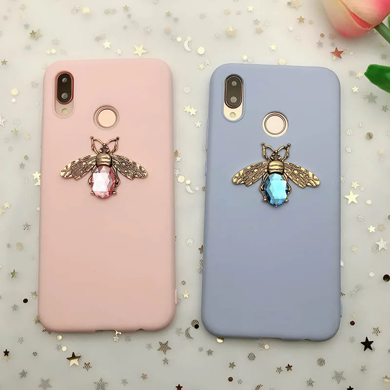 Diamond пчела чехол для huawei P30 P20 Lite Коврики 20 10 Lite P Smart плюс Y6 Y7 Pro Y9 Honor 20 10 8X 10i V20 9 Nova 3 3i крышка