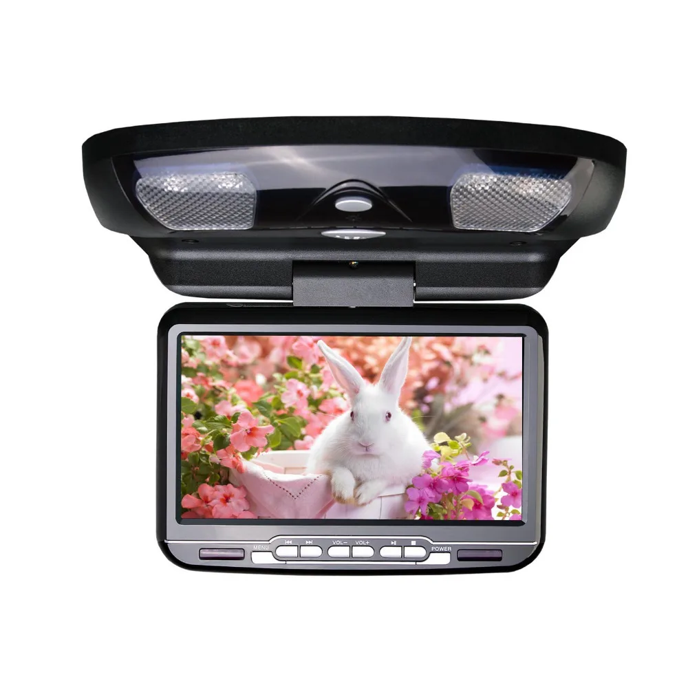 Sale 9 Inch Black Color (Grey & Beige Optional) Flip Down Car DVD Car Roof Monitor Roof Mounted Car DVD with Built in Speaker 1