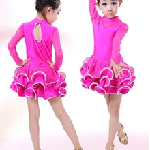 120-160 см; Лидер продаж; Румба латиноамериканские танцы платье Танго, Самба розовый черный, красный, желтый цвета этап конкуренции профессиональнпя, Женская Детское платье Костюм