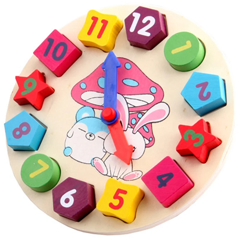 

Three-dimensional Cartoon Rabbit Digital Clock Block Shape Matching Wooden Building Early Childhood Educational Class