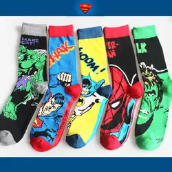 Новые поступления Мстители для отдыха хлопковые мужские носки хорошего качества до колена теплые сшитые узоры невидимое нескользящее