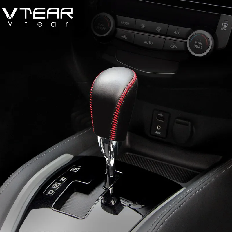 

Vtear For Nissan X-TRAIL accessoris Gear Shift Collars Handbrake Grips Interior car-Styling hand brake cover Hand-stitched 17-19