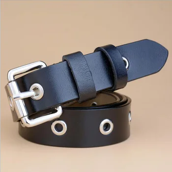 

2019 Punk Style Genuine Leather Pin Buckle Women Rivet Belt Designer Leather Belts Black Coffee Brown Quality Guarantee ZLB745